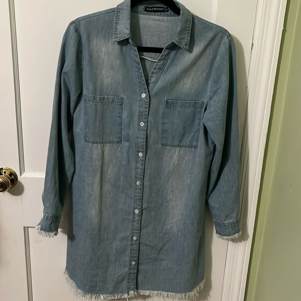 Zilcremo denim shirt dress. Size M